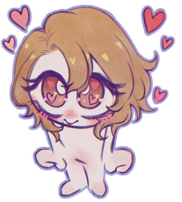 transparent image of a chibi Jun looking up at the viewer with heart eyes
