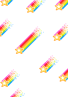 transparent gif of falling stars with rainbows behind them