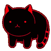 gif of a black cat with rainbow outlines rolling