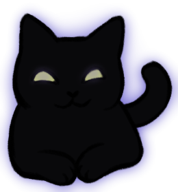 transparent png of a black cat glowing purple